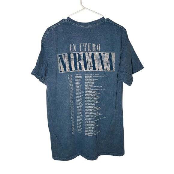 Nirvana Band Tee Retro Live '93 Oversized Distressed Blue Unisex Size L NWOT - Picture 3 of 4